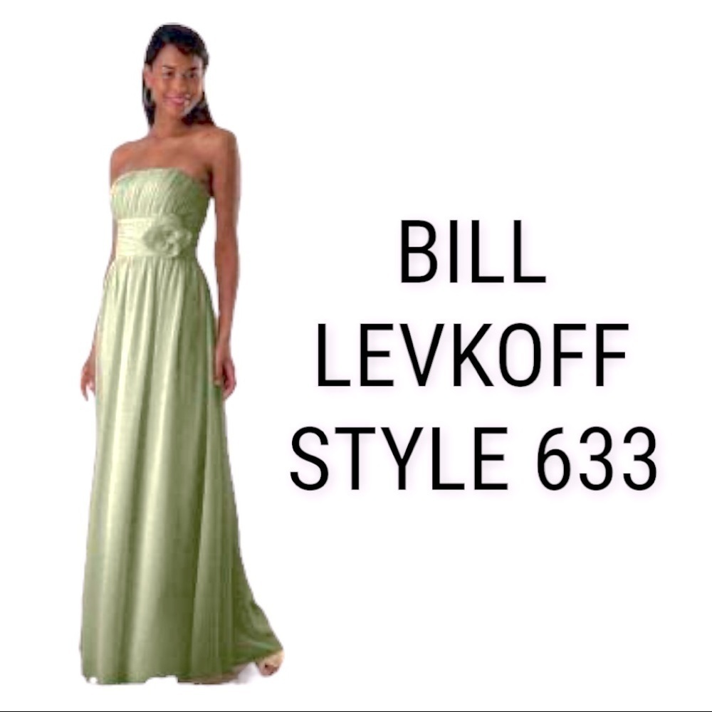 NWT BILL LEVKOFF Style #633 Pistachio Green Chiffon Strapless Formal Dress Sz 12
